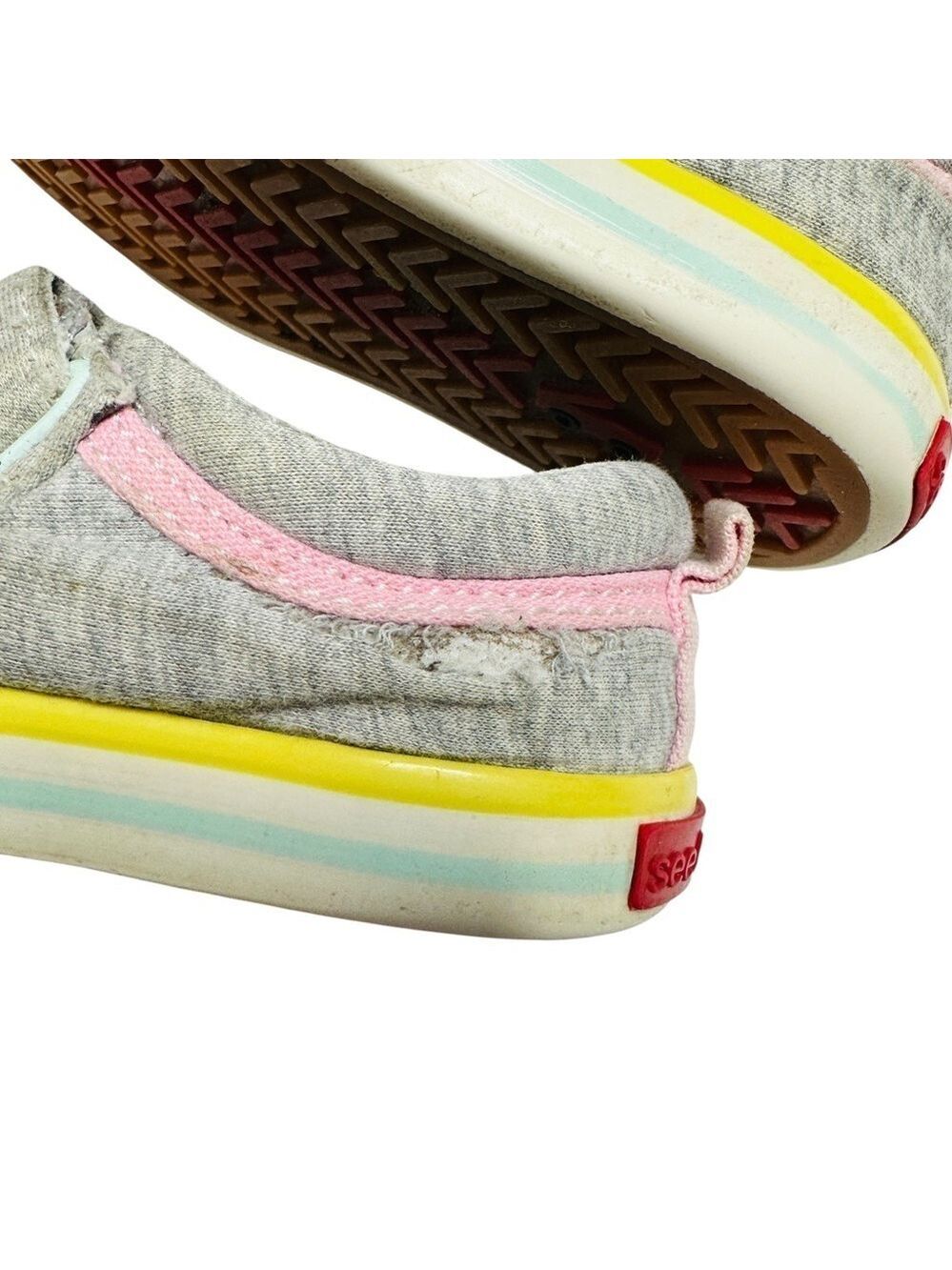 See Kai Run Toddler Size 5 Rainbow Gray Sneakers Hook & Loop Strap - Picture 10 of 12
